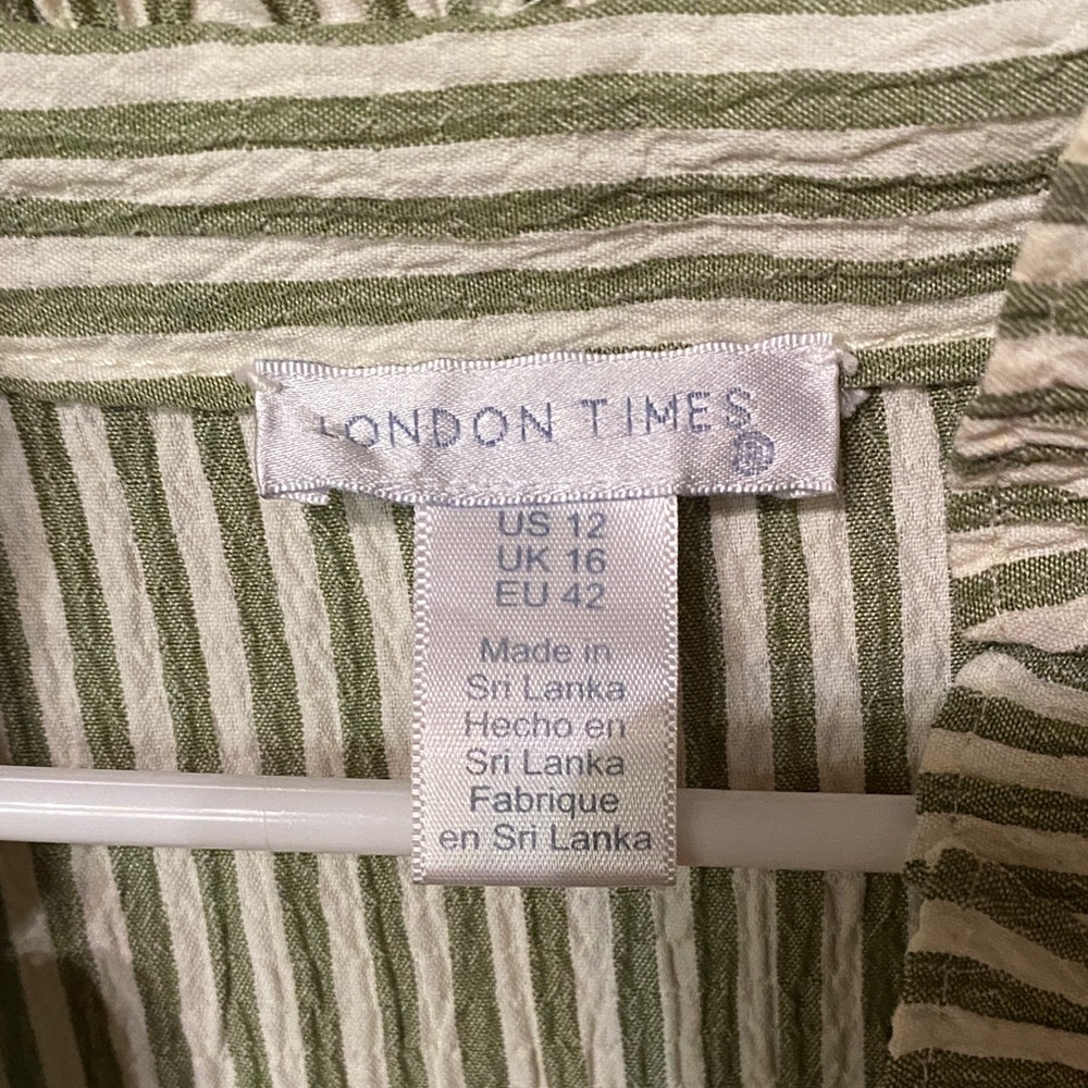 London Times Green Striped Midi Dress - Picture 2 of 6